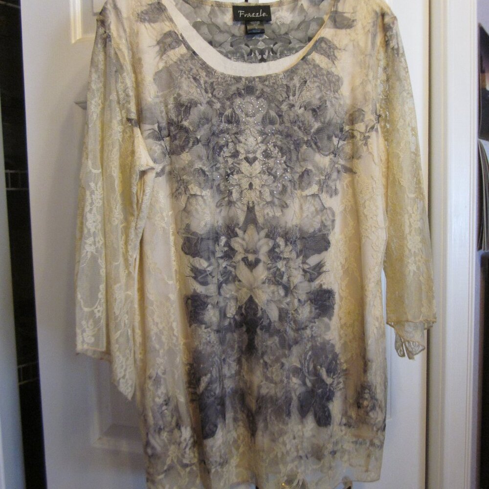 Frazzle Lined Lace Tunic Sz L